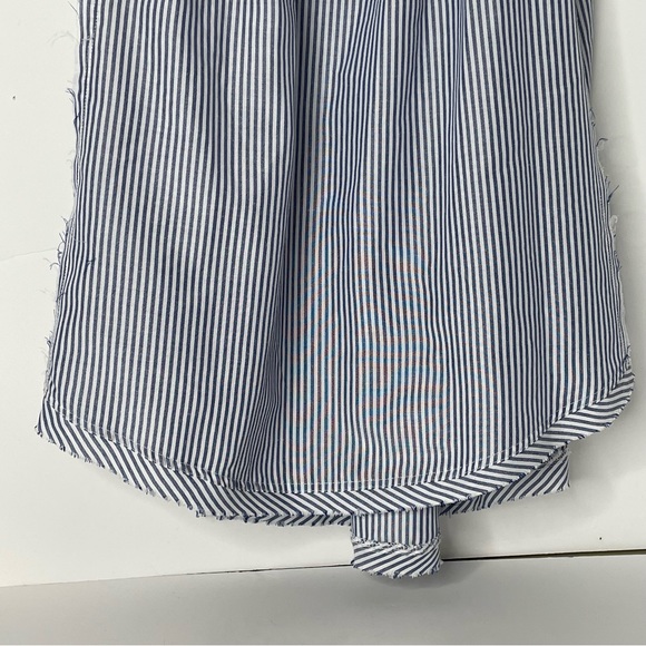 Hem & Thread Summer Stripe A-Line Raw Seams Lace Detail Sz L - Picture 7 of 8